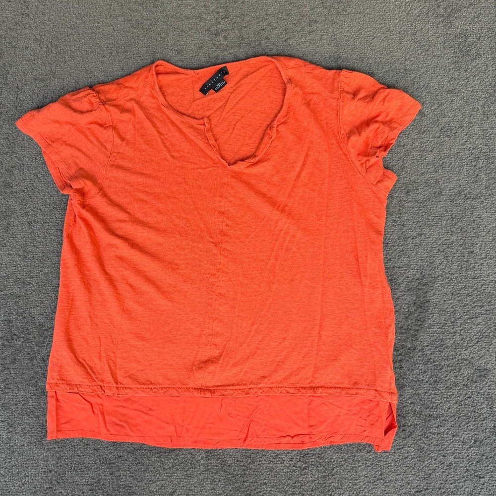Sanctuary‎ Orange Linen V-Neck Short Sleeve Top XXL T2359-KC613B